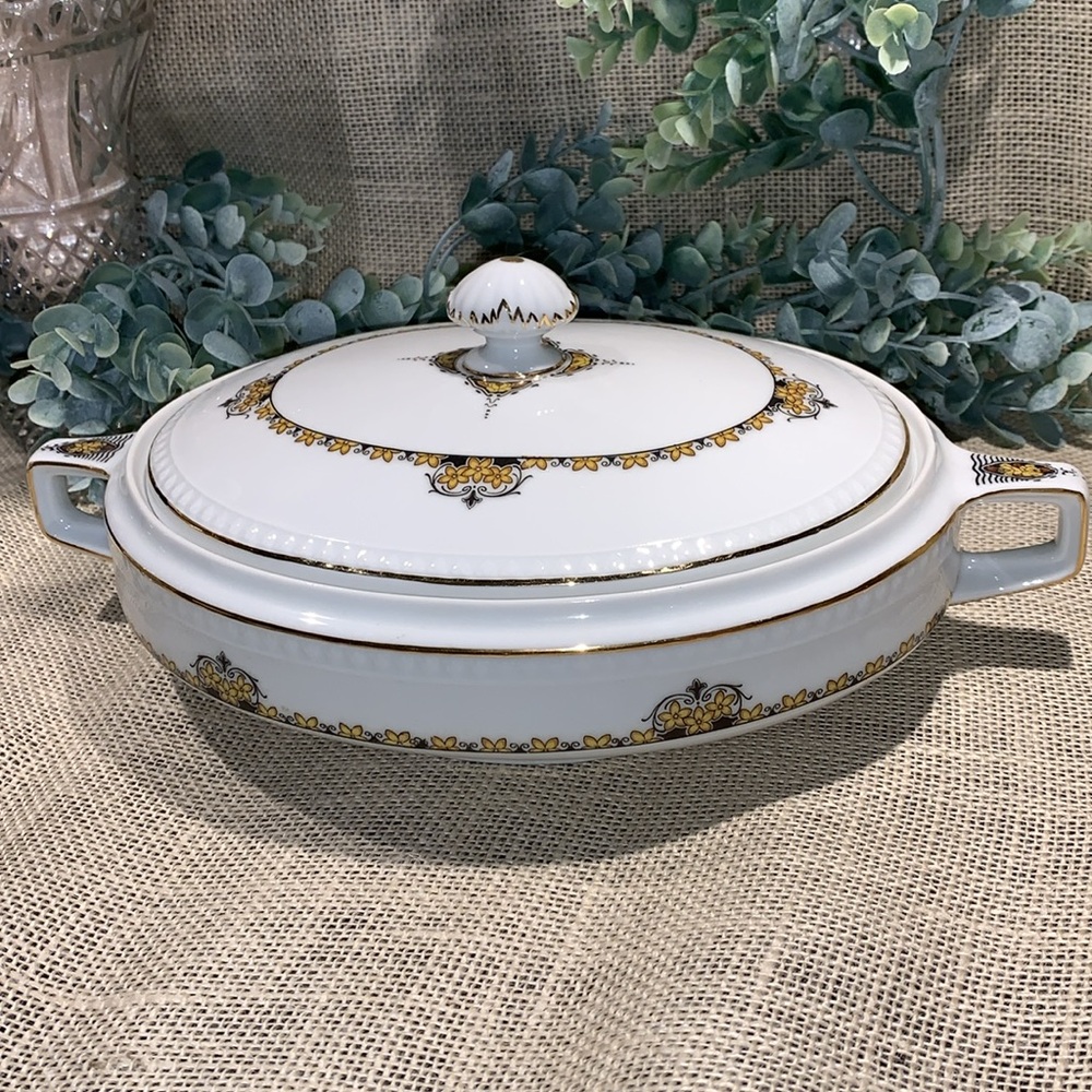 Vintage Porcelain OHME HERMANN Oval Covered Vegetable Dish BEAUTIFUL!!